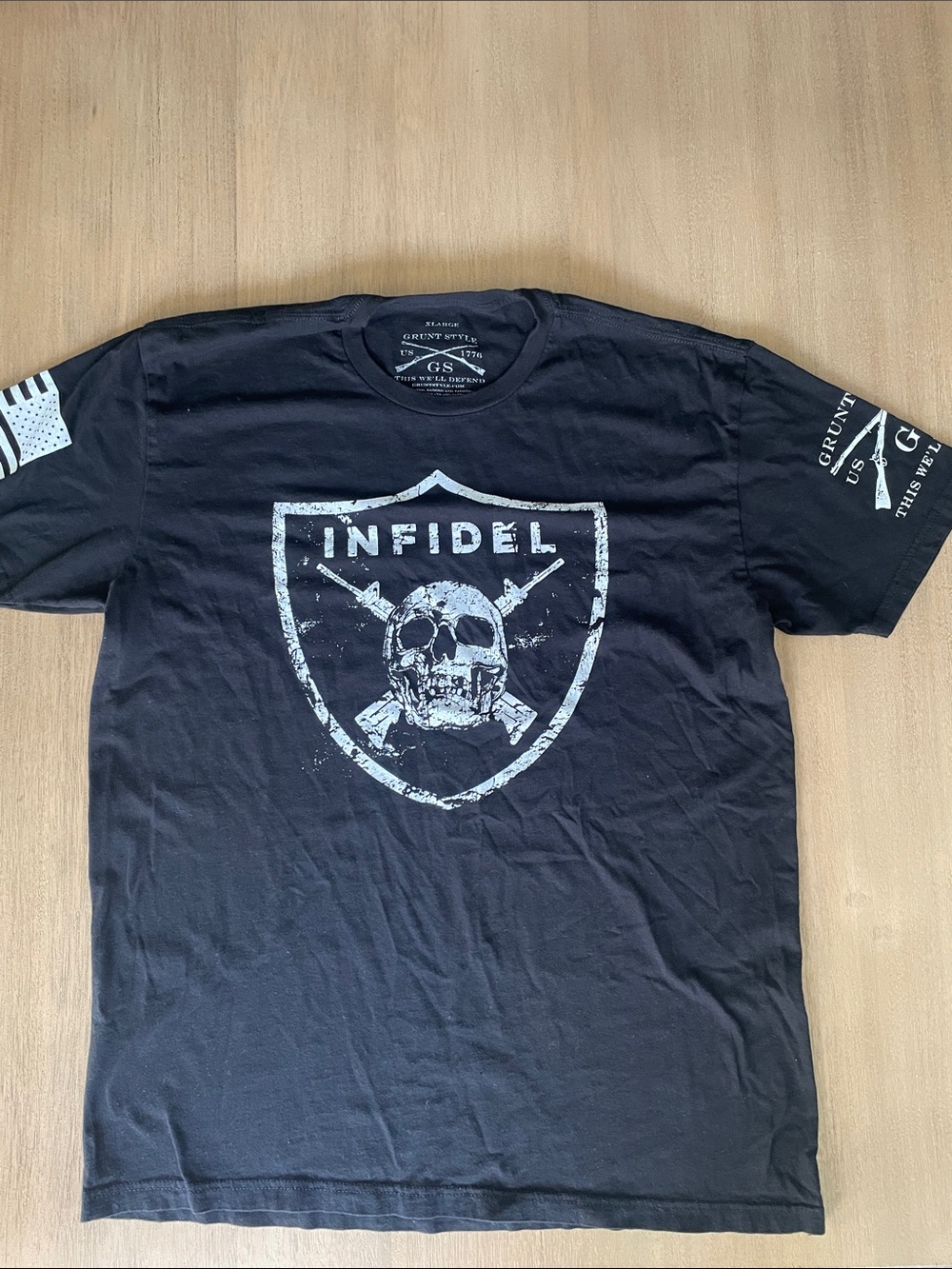 Grunt Style Black 'INFIDEL' Skull Shield Short Sleeve Tee